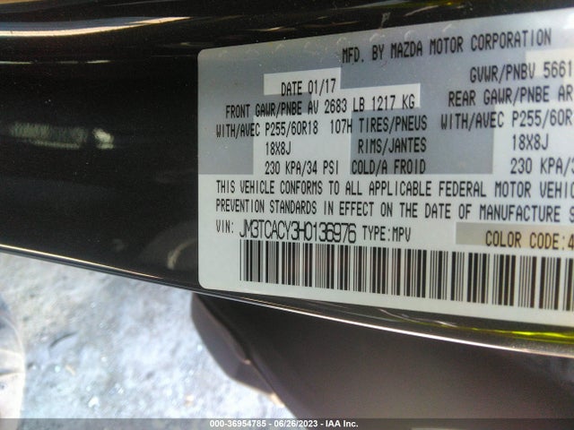 2017 MAZDA CX-9 TOURING VIN: JM3TCACY3H0136976
