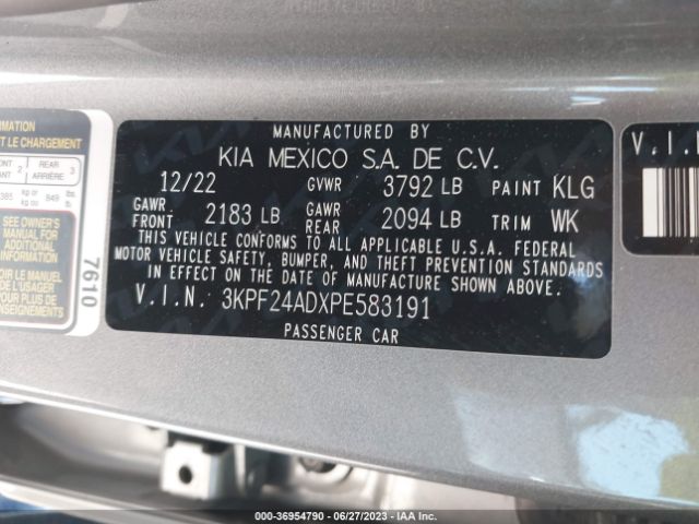 3KPF24ADXPE583191 KIA Forte Lxs