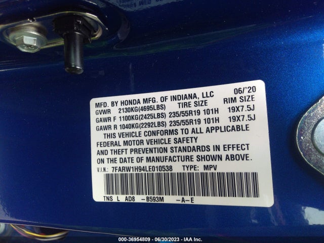 Honda Cr-v Touring 2020 7FARW1H94LE010538 Image 9
