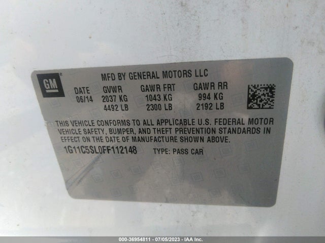Chevrolet MALIBU LT 2015 1G11C5SL0FF112148 Image 9
