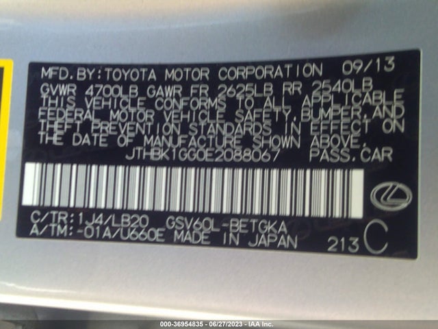 JTHBK1GG0E2088067 Lexus ES 350