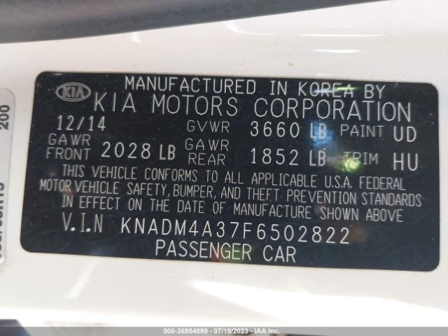 KNADM4A37F6502822 KIA RIO LX