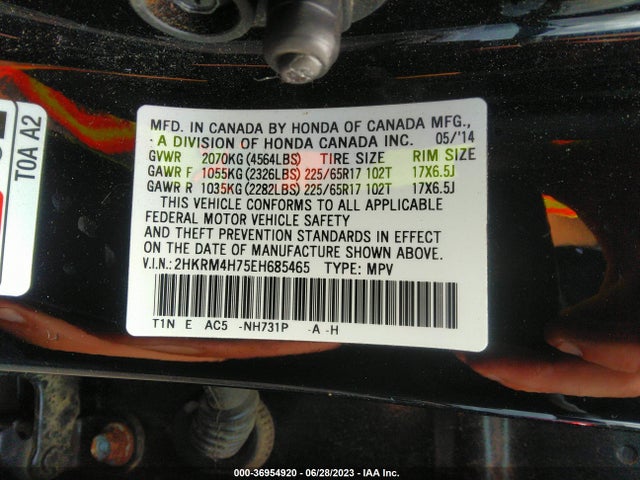 Honda Cr-v Ex-l 2014 2HKRM4H75EH685465 Image 9