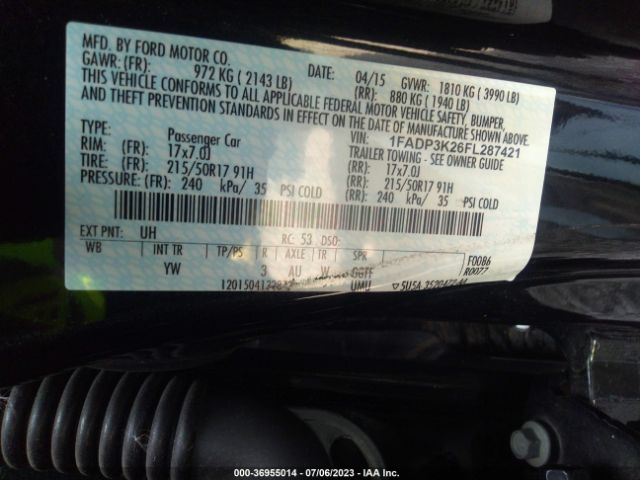 1FADP3K26FL287421 Ford FOCUS SE