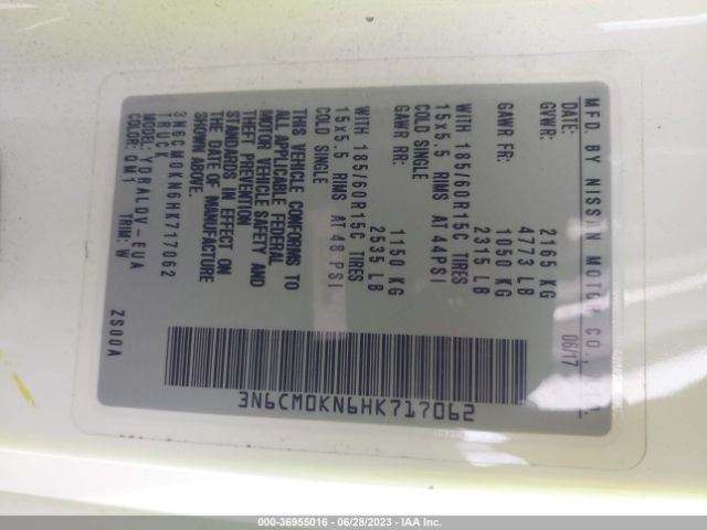 3N6CM0KN6HK717062 Nissan Nv200 Compact Cargo S