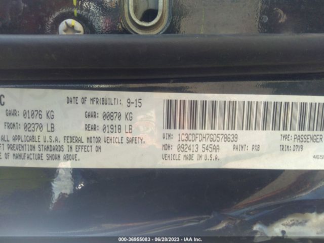 1C3CDFDH7GD578639 Dodge Dart Aero