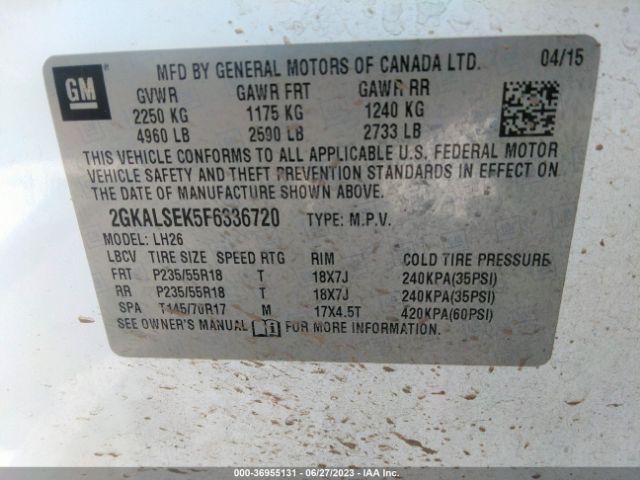2GKALSEK5F6336720 GMC Terrain Slt