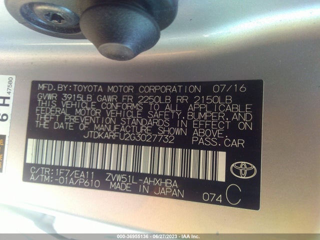 Toyota Prius Four 2016 JTDKARFU2G3027732 Image 16