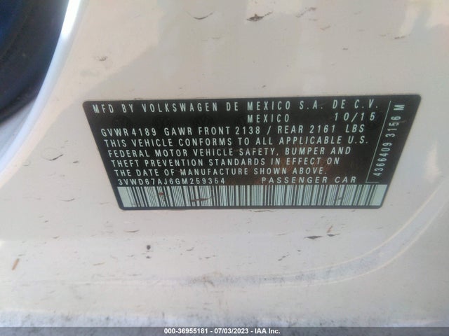 3VWD67AJ6GM259354 Volkswagen Jetta Sedan 1.4t Se W/connectivity