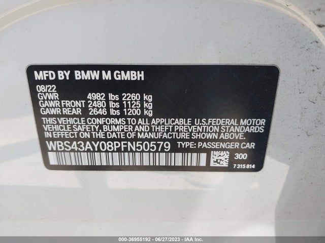 2023 BMW M3, VIN: WBS43AY08PFN50579