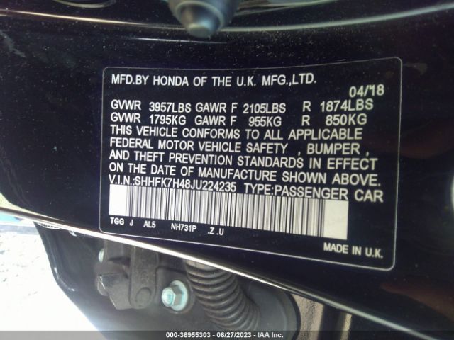 SHHFK7H48JU224235 Honda Civic Hatchback Sport