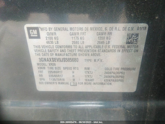 Chevrolet EQUINOX LT 2018 3GNAXSEV9JS585680 Image 16