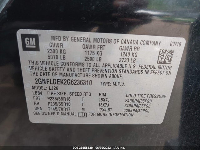 Chevrolet Equinox Ltz 2016 2GNFLGEK2G6236310 Image 9