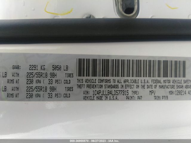 1C4PJLLB4LD577315 Jeep Cherokee Altitude
