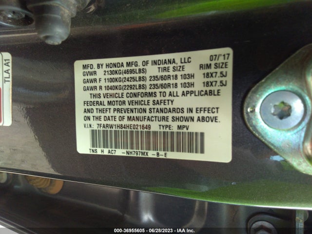 Honda Cr-v Ex-l 2017 7FARW1H84HE021649 Image 9