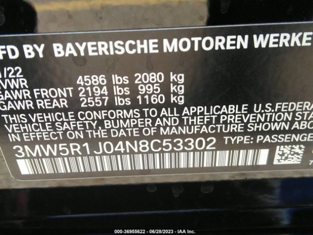3MW5R1J04N8C53302 BMW 3 Series 330i