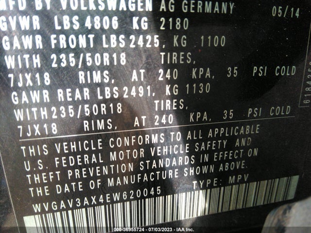 WVGAV3AX4EW620045 Volkswagen TIGUAN SE