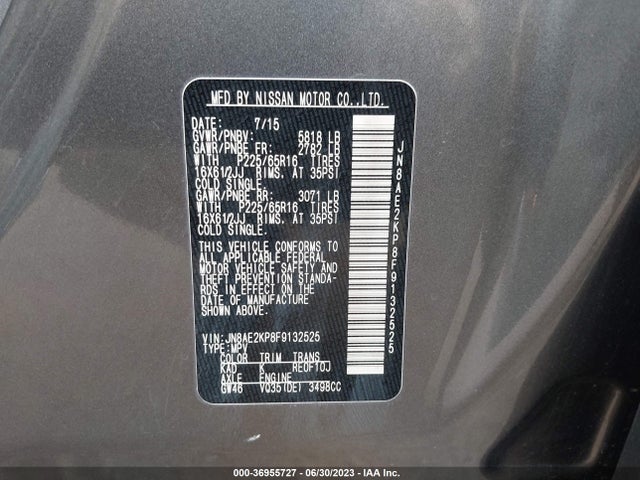 2015 Nissan Quest, VIN: JN8AE2KP8F9132525