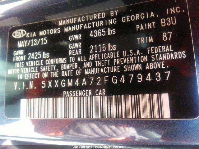 KIA Optima Lx 2015 5XXGM4A72FG479437 Image 9