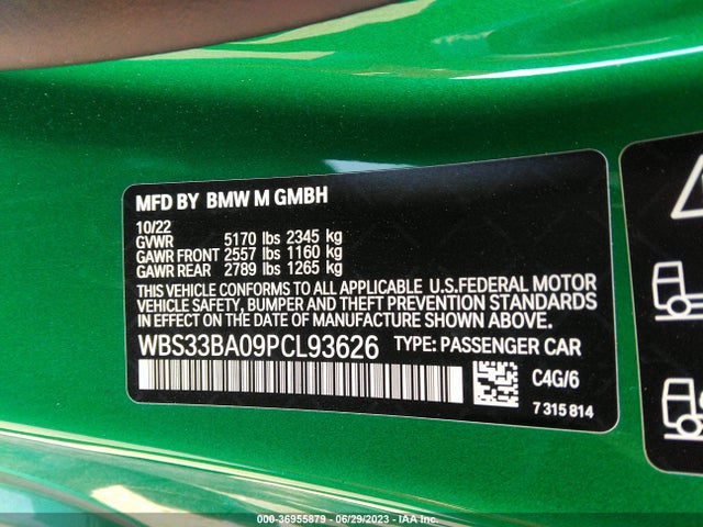 2023 BMW M4, VIN: WBS33BA09PCL93626