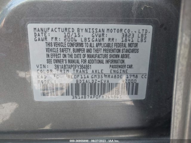3N1AB7AP0FY364861 Nissan SENTRA SV