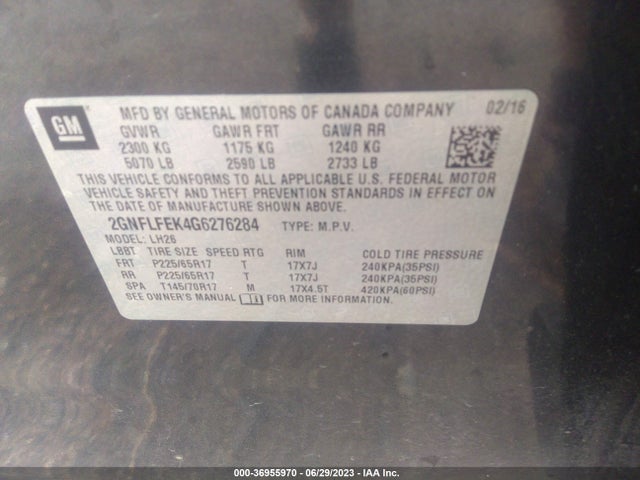 Chevrolet EQUINOX LT 2016 2GNFLFEK4G6276284 Image 9