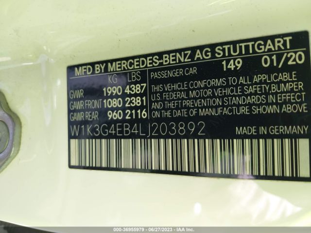 W1K3G4EB4LJ203892 Mercedes-Benz A-class A 220