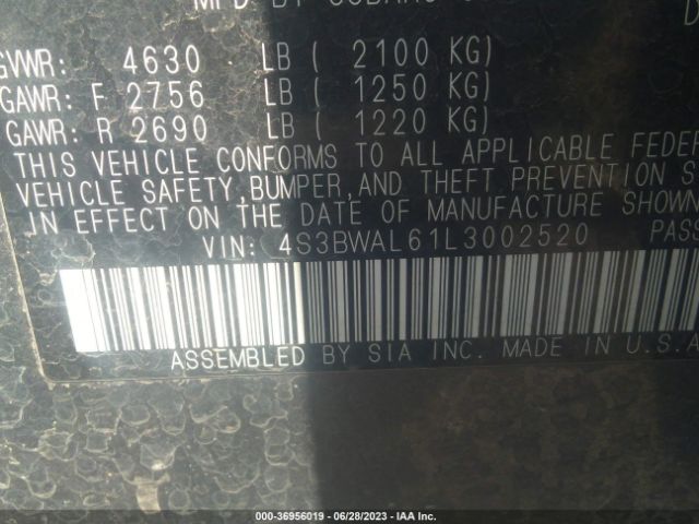4S3BWAL61L3002520 Subaru Legacy Limited