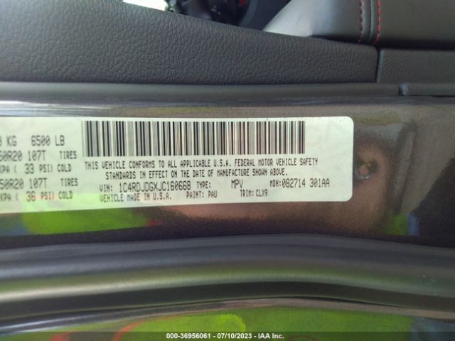 1C4RDJDGXJC160668 Dodge DURANGO GT