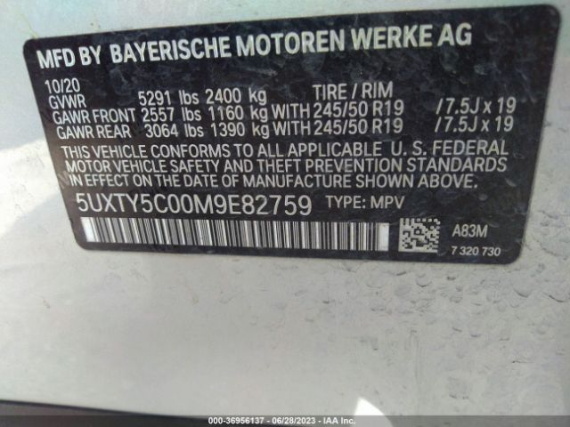 5UXTY5C00M9E82759 BMW X3 Xdrive30i