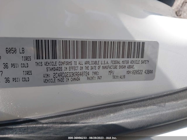 Dodge Grand Caravan Gt 2019 аукцион фото
