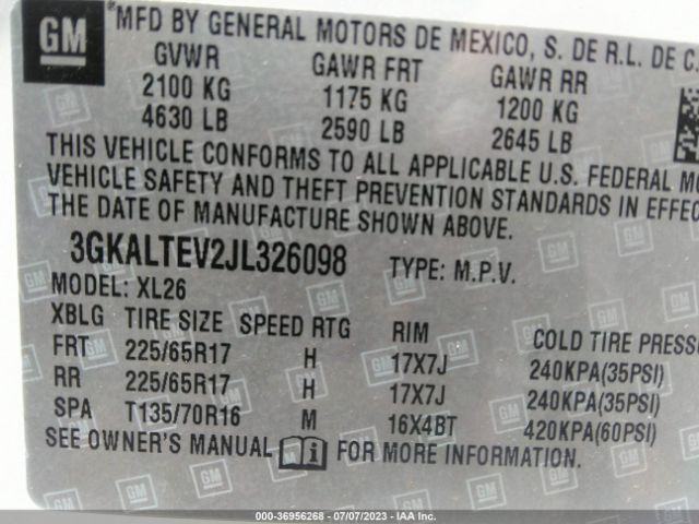 3GKALTEV2JL326098 GMC Terrain Sle