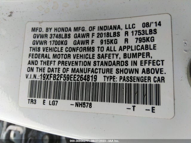 Honda Civic Sedan Lx 2014 19XFB2F59EE264819 Image 9
