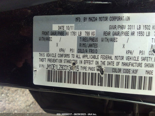 2012 MAZDA MAZDA2 TOURING VIN: JM1DE1LZ8C0134715