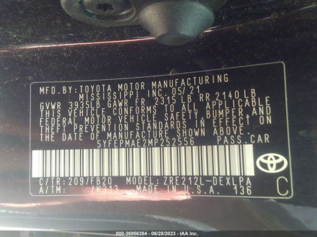 Toyota COROLLA LE 2021 5YFEPMAE2MP252556 Image 15