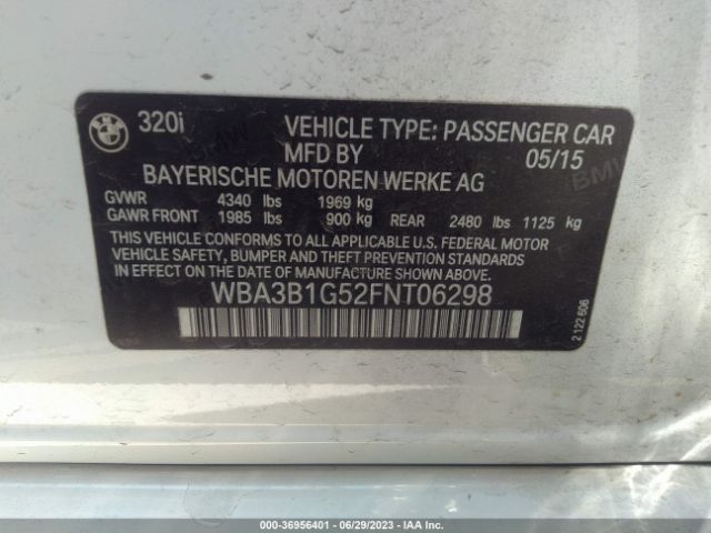WBA3B1G52FNT06298 BMW 3 Series 320i