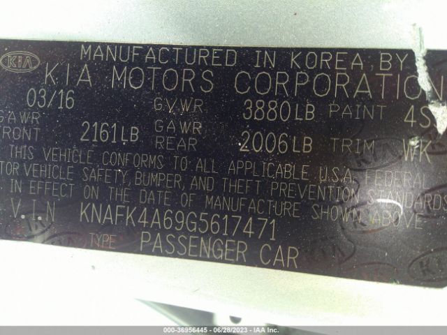 KNAFK4A69G5617471 KIA FORTE LX
