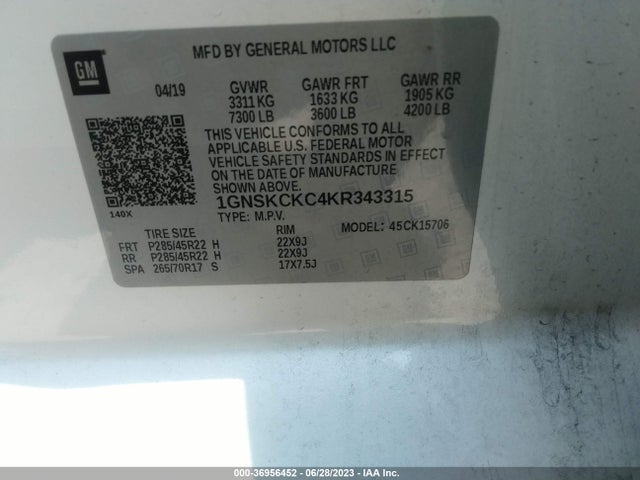 Chevrolet Tahoe Premier 2019 1GNSKCKC4KR343315 Image 9