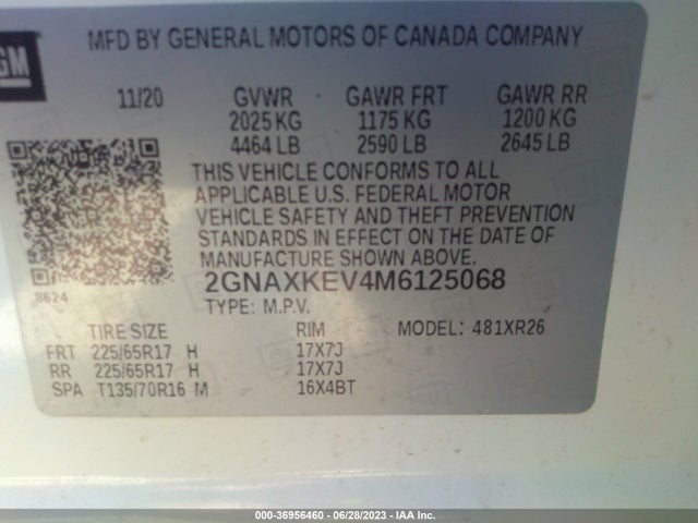 Chevrolet EQUINOX LT 2021 2GNAXKEV4M6125068 Image 9