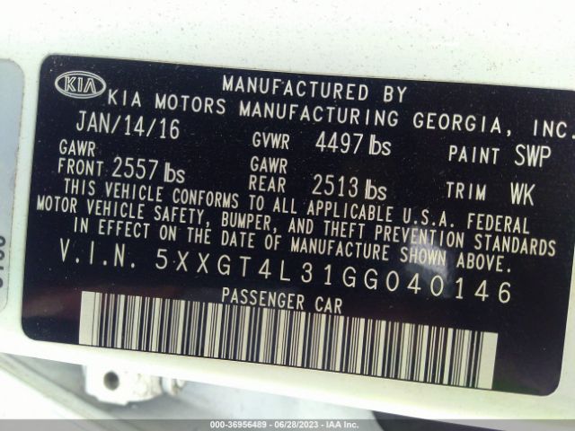 5XXGT4L31GG040146 KIA Optima Lx