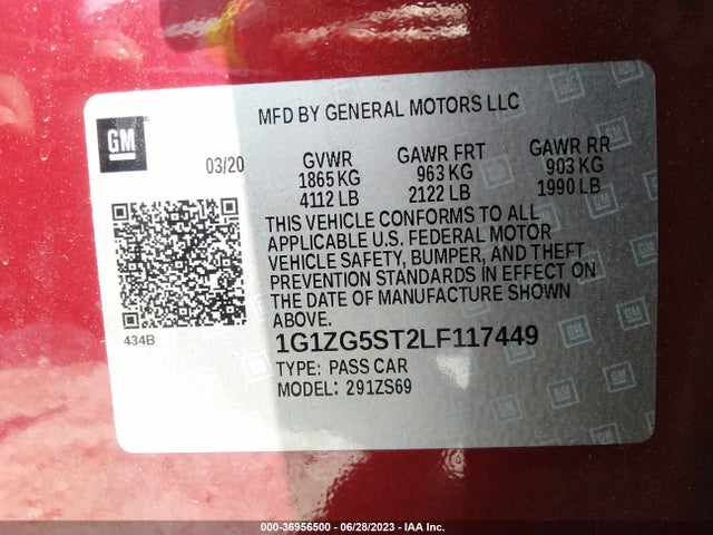 Chevrolet MALIBU RS 2020 1G1ZG5ST2LF117449 Image 9
