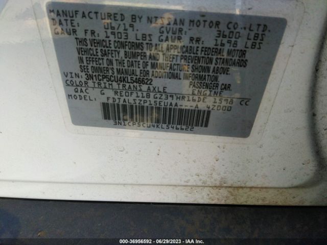 3N1CP5CU4KL546622 Nissan KICKS SV