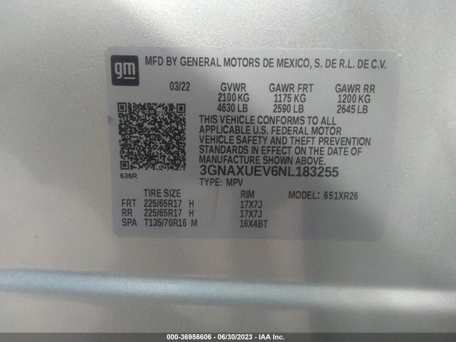 Chevrolet EQUINOX LT 2022 3GNAXUEV6NL183255 Image 9