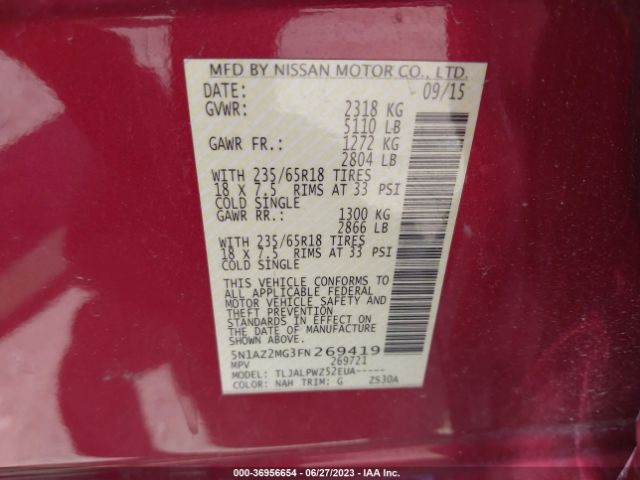 5N1AZ2MG3FN269419 Nissan MURANO S