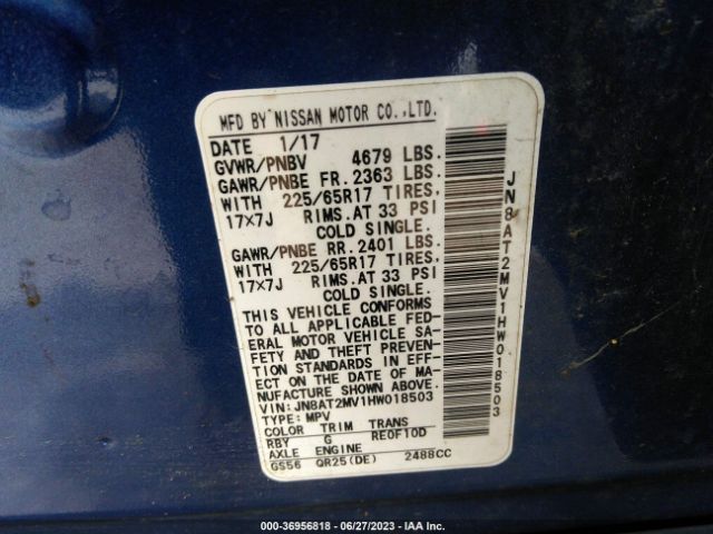 JN8AT2MV1HW018503 Nissan ROGUE SV