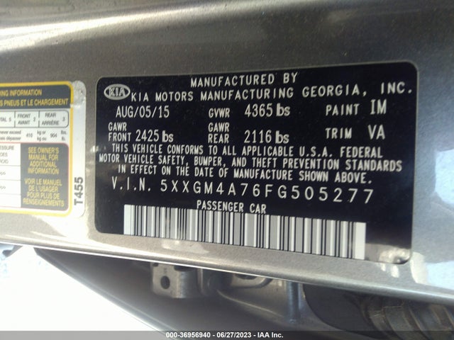 KIA Optima Lx 2015 5XXGM4A76FG505277 Image 9