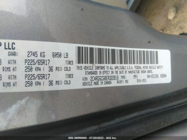 2C4RDGCG8ER322816 Dodge Grand Caravan Sxt