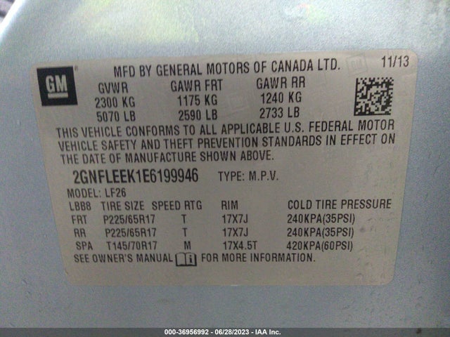 Chevrolet EQUINOX LS 2014 2GNFLEEK1E6199946 Image 15
