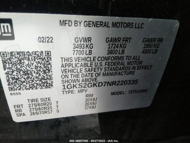 1GKS2GKD7NR220335 GMC Yukon Xl Slt