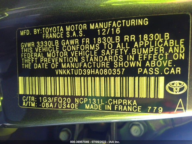 Toyota Yaris L/se/le 2017 VNKKTUD39HA080357 Image 9